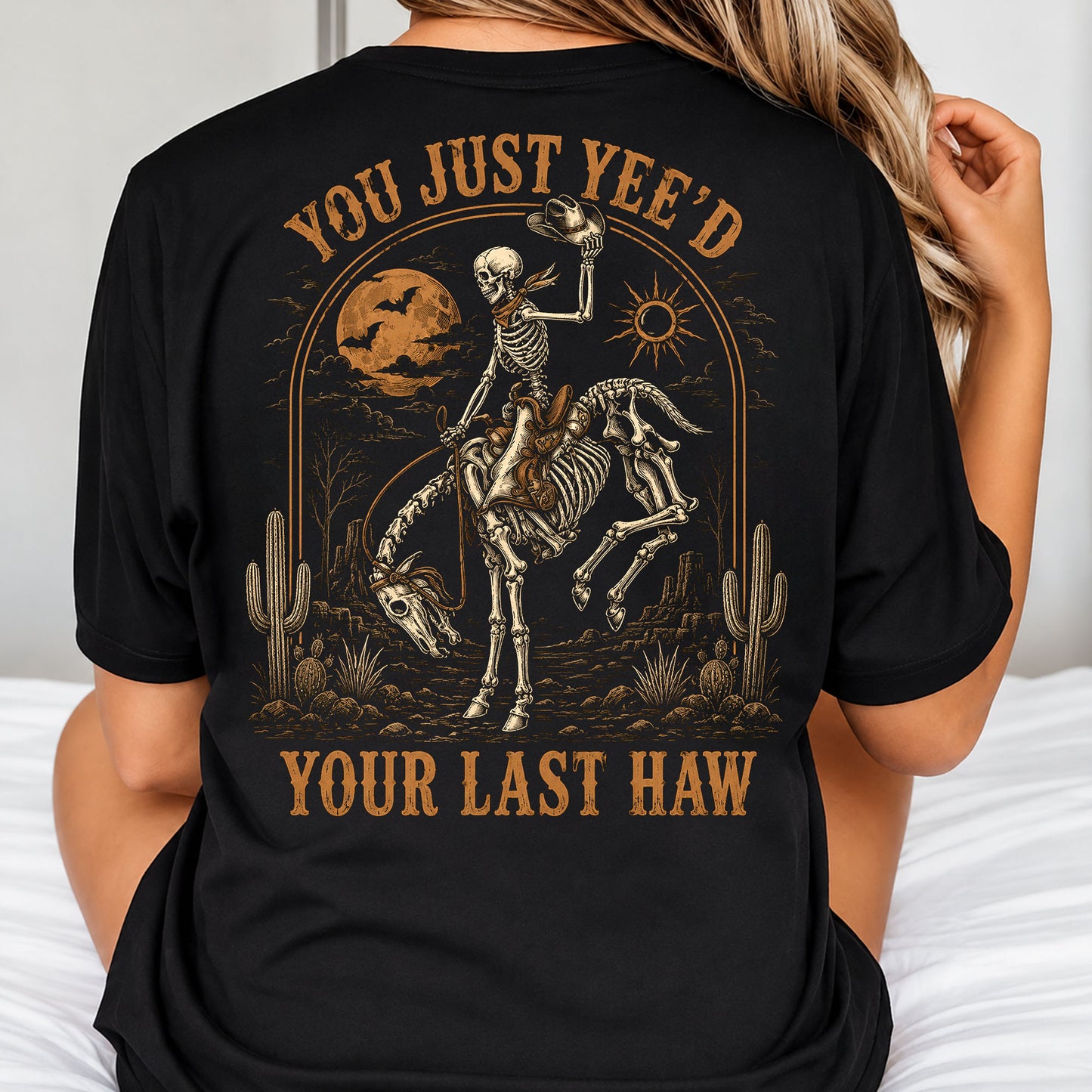 Halloween Rodeo Cowboy T-Shirt, You Just Yee'd Your Last Haw Tees Spooky Season Gift For Cowboys