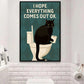 Funny Cat Toilet Canvas Painting, I Hope Everything Comes Out Ok Bathroom Wall Art Decor, Restroom Poster Gift For Cat Lovers