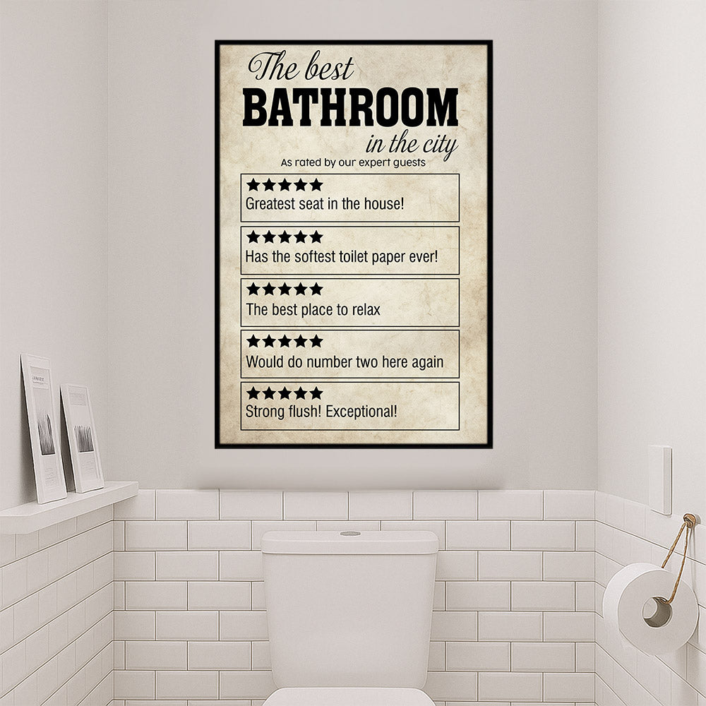 Funny Toilet Canvas Painting, The Best Bathroom In The City Wall Art Decor, Restroom Poster Gift
