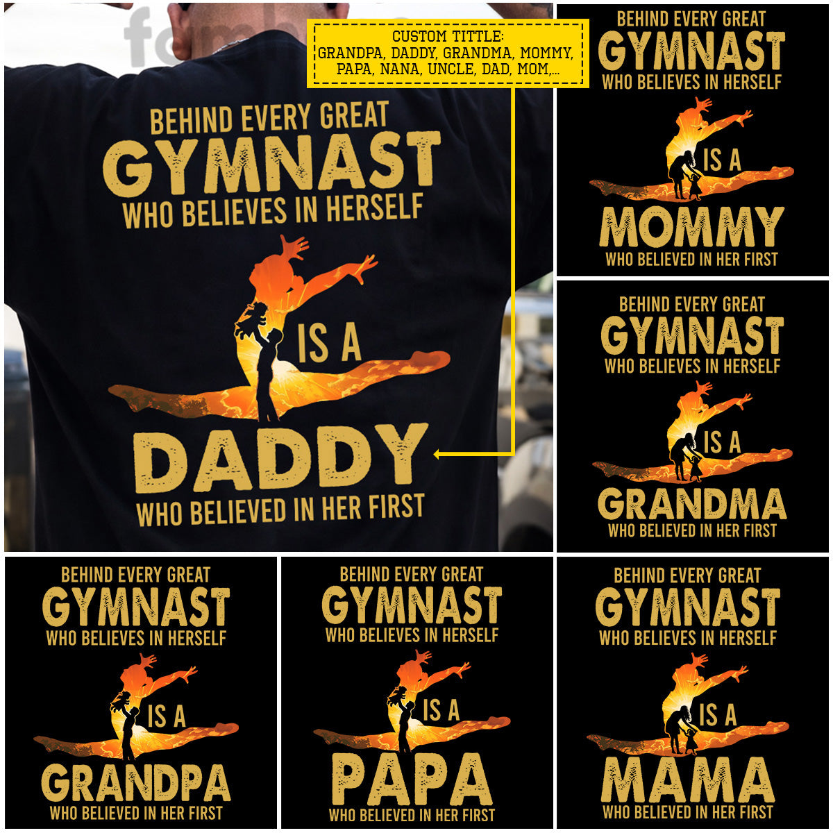 Gymnastics Dad Daughter Backside T-shirt, Behind Every Great Gymnast Tees Father's Day Gift For Gymnastics Lovers