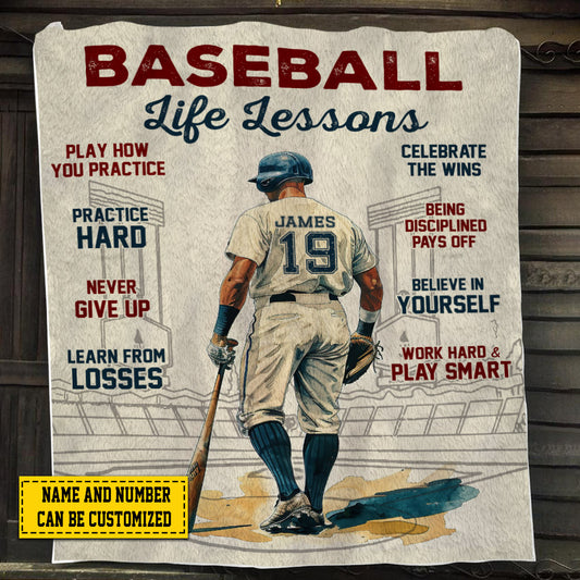Personalized Baseball Boy Blanket, Baseball Life Lessons, Baseball Fleece Blanket - Sherpa Blanket, Gift For Baseball Lovers, Baseball Boy Players