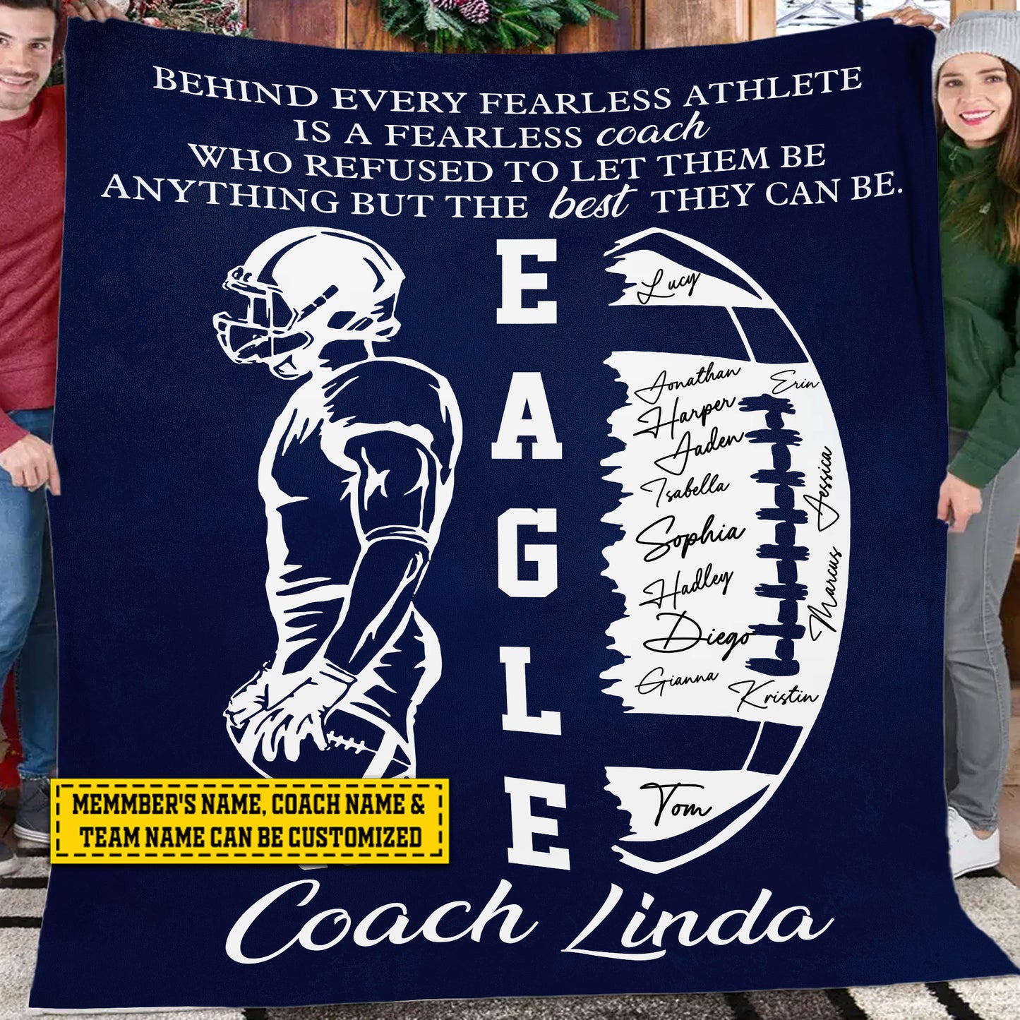 Personalized Football Boy Eagle Fleece Blanket, Football Woven Blanket, Cool Sherpa Blanket Gift For Football Lovers, Football Players