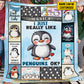 Cute Personalized Penguin Fleece Blanket, I Just Really Like Penguins Woven Blanket, Sherpa Blanket Gift For Kids, Penguin Lovers