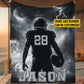 Personalized Footboy Boy Fleece Blanket, Football Woven Blanket, Cool Sherpa Blanket Gift For Football Lovers