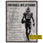 Personalized Football Boy Life Lessons Fleece Blanket, Football Woven Blanket, Cool Sherpa Blanket Football Gift For Football Lovers