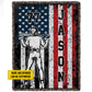 Personalized Baseball Boy American Flag Fleece Blanket, Woven Blanket, Cool Sherpa Blanket Gift For Baseball Lovers