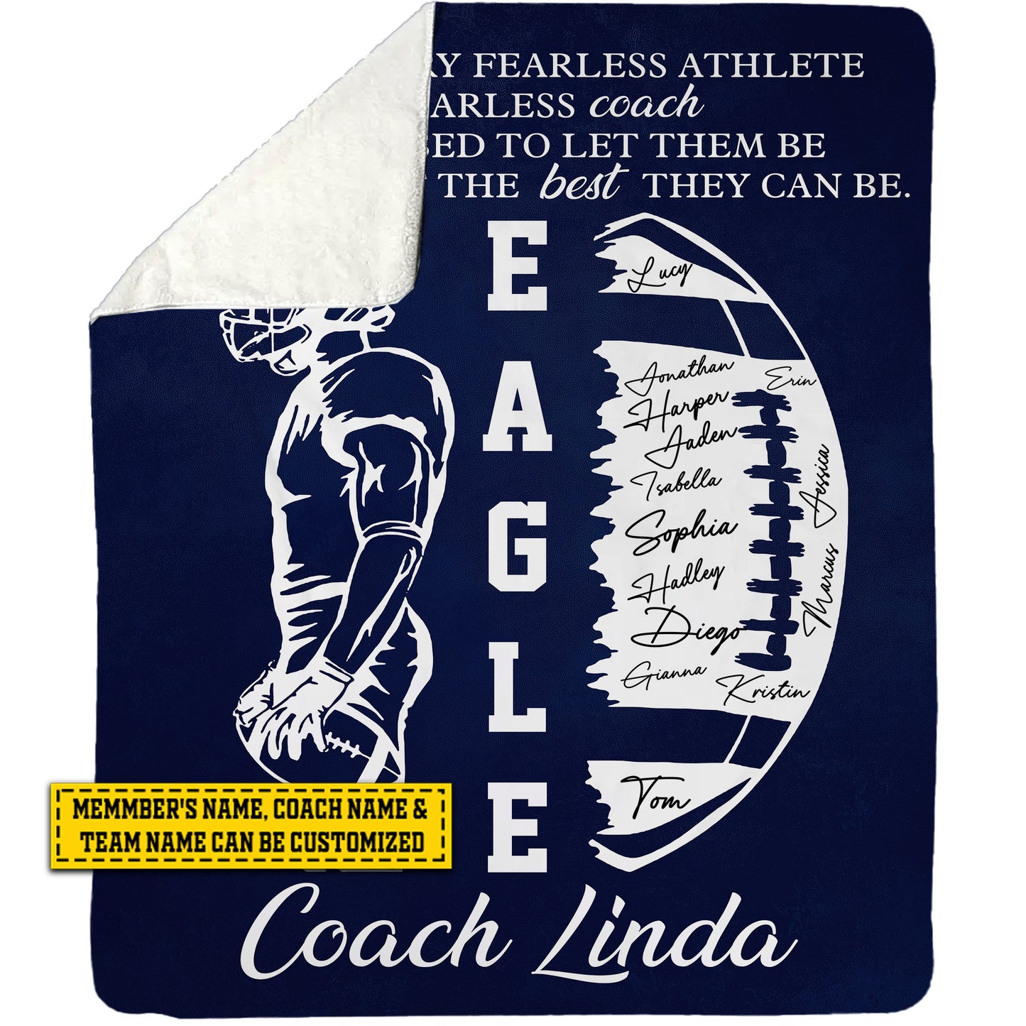 Personalized Football Boy Eagle Fleece Blanket, Football Woven Blanket, Cool Sherpa Blanket Gift For Football Lovers, Football Players