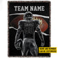 Personalized Football Boy Fleece Blanket, Football Woven Blanket, Cool Sherpa Blanket Gift For Football Lovers