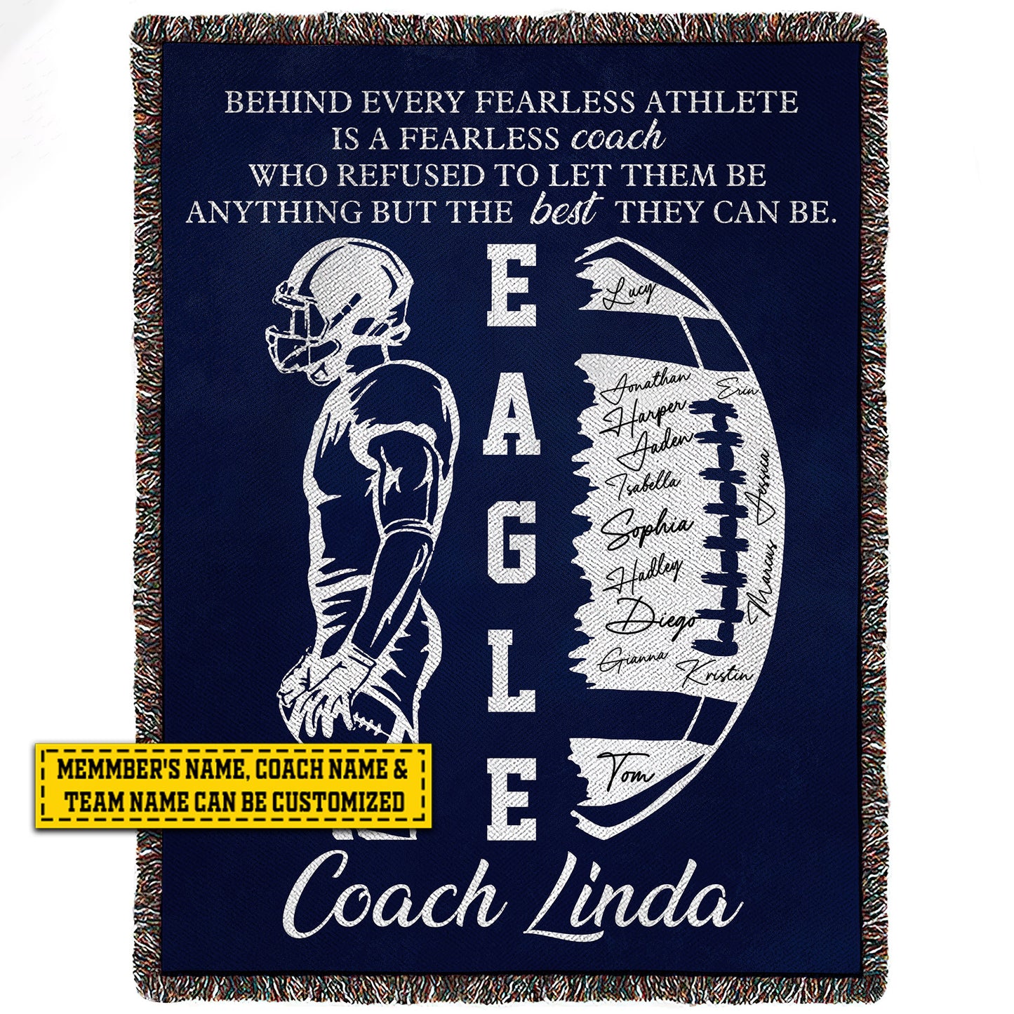 Personalized Football Boy Eagle Fleece Blanket, Football Woven Blanket, Cool Sherpa Blanket Gift For Football Lovers, Football Players