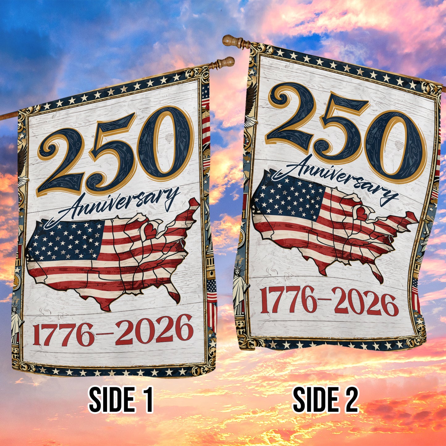 July 4th 250 Anniversary USA Garden Flag & House Flag, 250 Years Of Freedom Outdoor Decor, Independence Day Yard Flag Gift For American Patriot