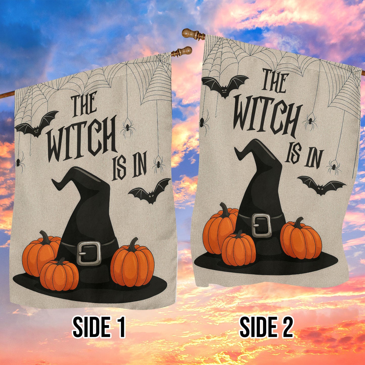 Funny Halloween Witch Flag House Flag, The Witch Is In Yard Flag Spooky Season Gift For Witch Lovers