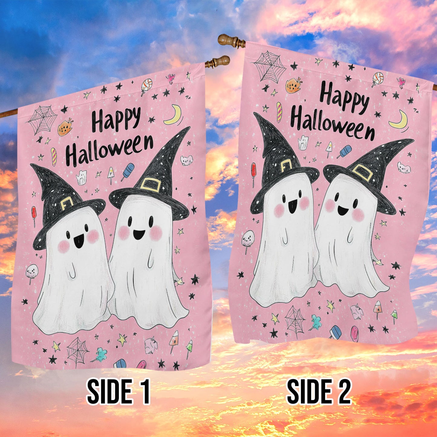 Halloween Boo Witch Flag House Flag, Happy Halloween Yard Flag Spooky Season Gift For Ghost Lovers, Witch Lovers