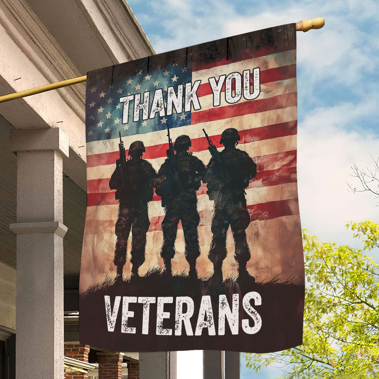 Veterans Day Garden & House Flag, Thank You Veterans USA Flag Gift For Veterans