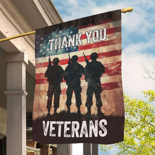 Veterans Day Garden & House Flag, Thank You Veterans USA Flag Gift For Veterans