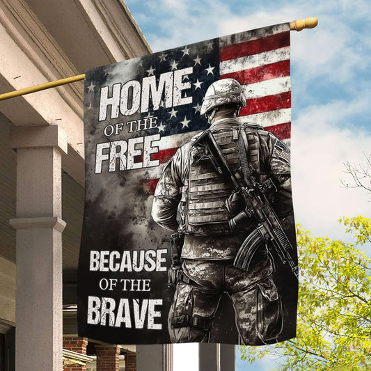 Veterans Day Garden & House Flag, Home Of The Free USA Flag Gift For Veterans