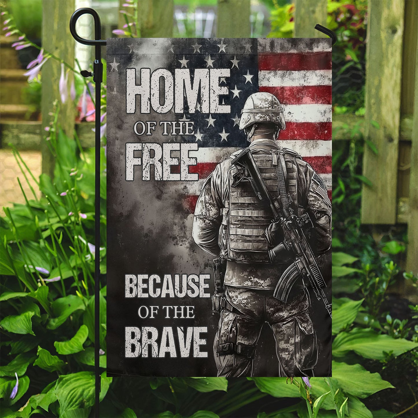 Veterans Day Garden & House Flag, Home Of The Free USA Flag Gift For Veterans