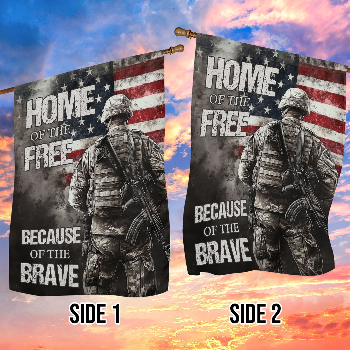 Veterans Day Garden & House Flag, Home Of The Free USA Flag Gift For Veterans