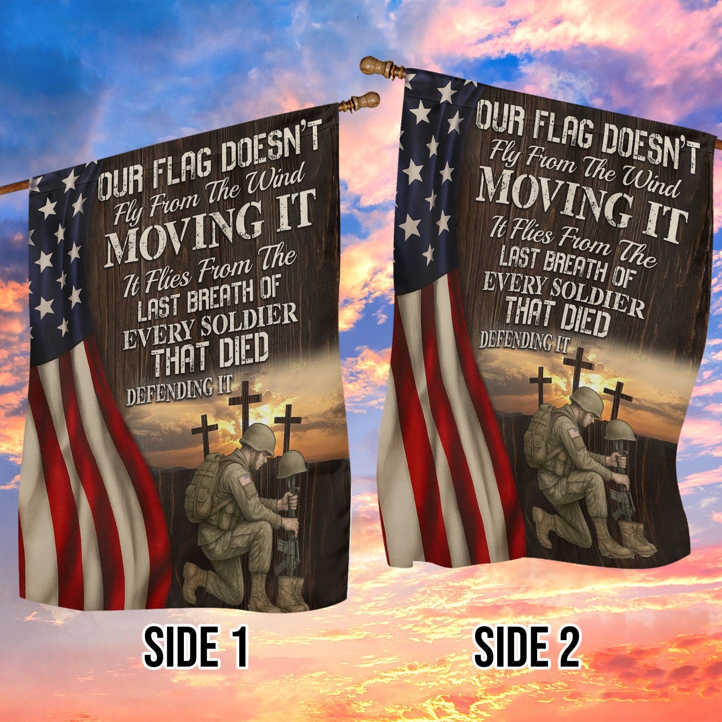 Veterans Day Garden & House Flag, Our Flag Doesn't Fly From The Wind USA Yard Flag Gift For Veterans