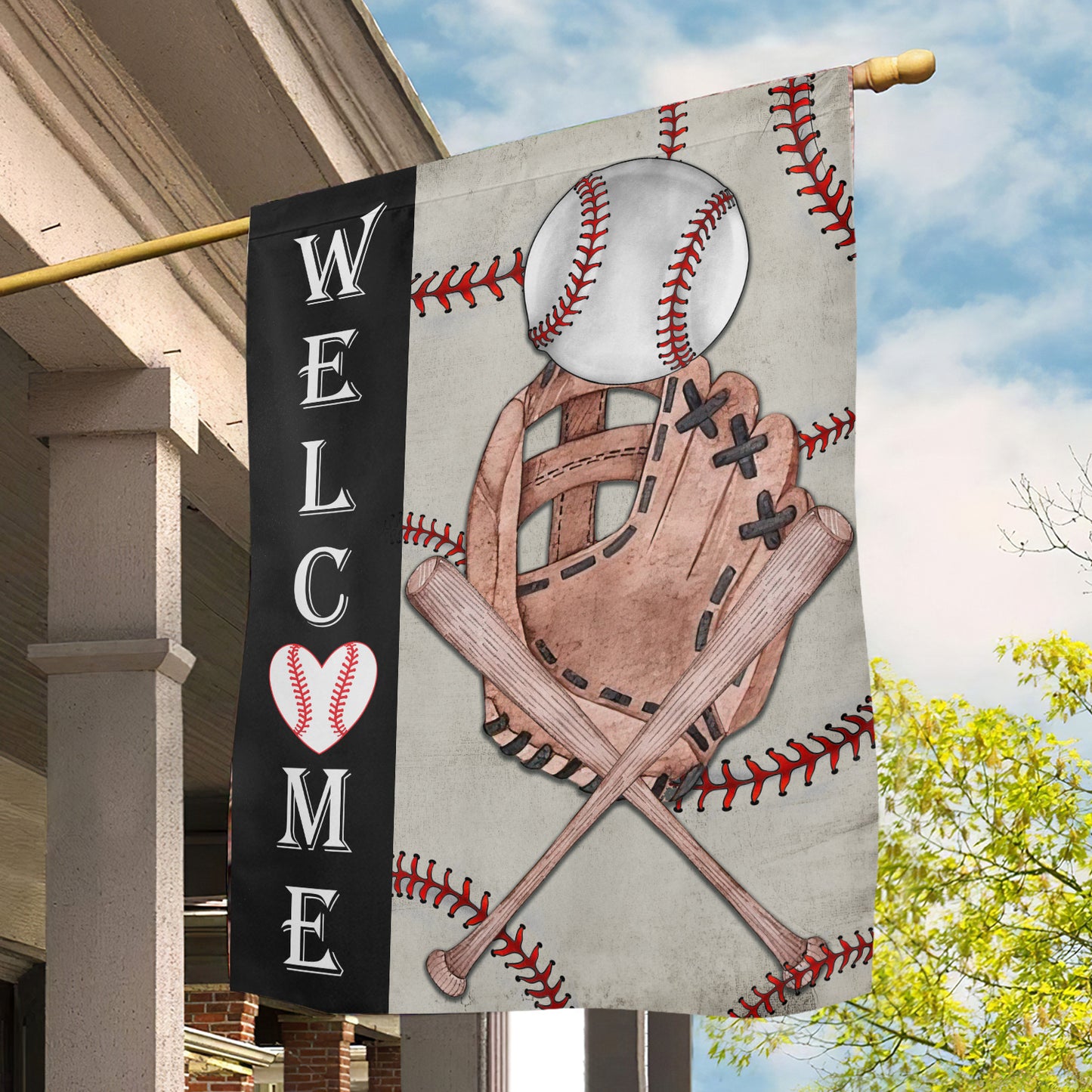 Funny Baseball Garden Flag & House Flag, Welcome Baseball Outdoor Decor, Yard Decor Gift For Baseball Lovers