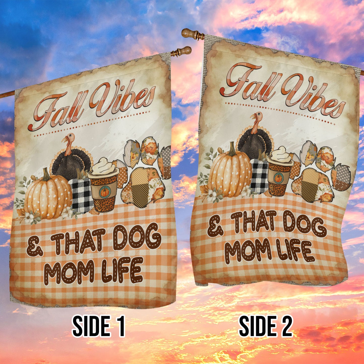 Thanksgiving Dog Garden & House Flag, Fall Vibes Outdoor Decor, Yard Decor Thankful Gift For Dog Lovers