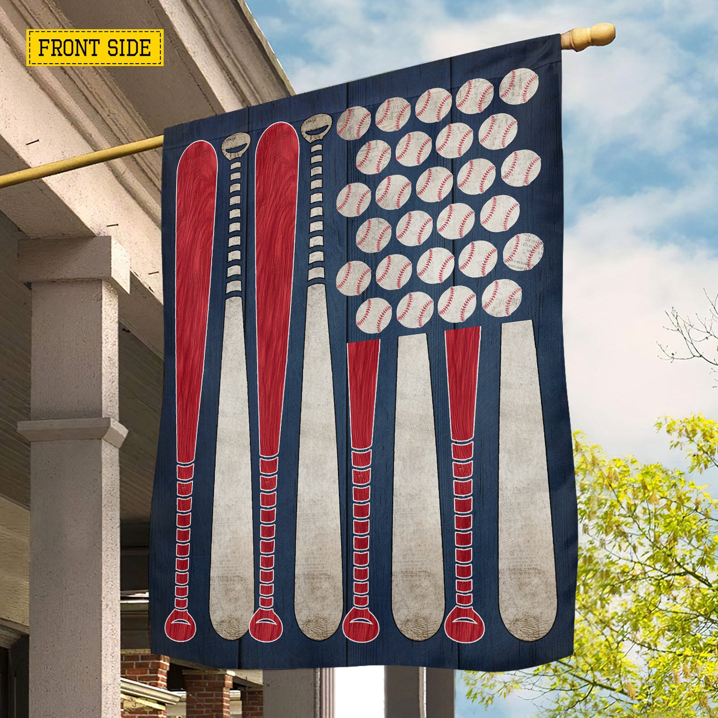 Personalized July 4th Baseball USA Garden Flag & House Flag, Stars, Stripes And Fastballs Outdoor Decor, Independence Day Yard Flag Gift For Baseball Lover