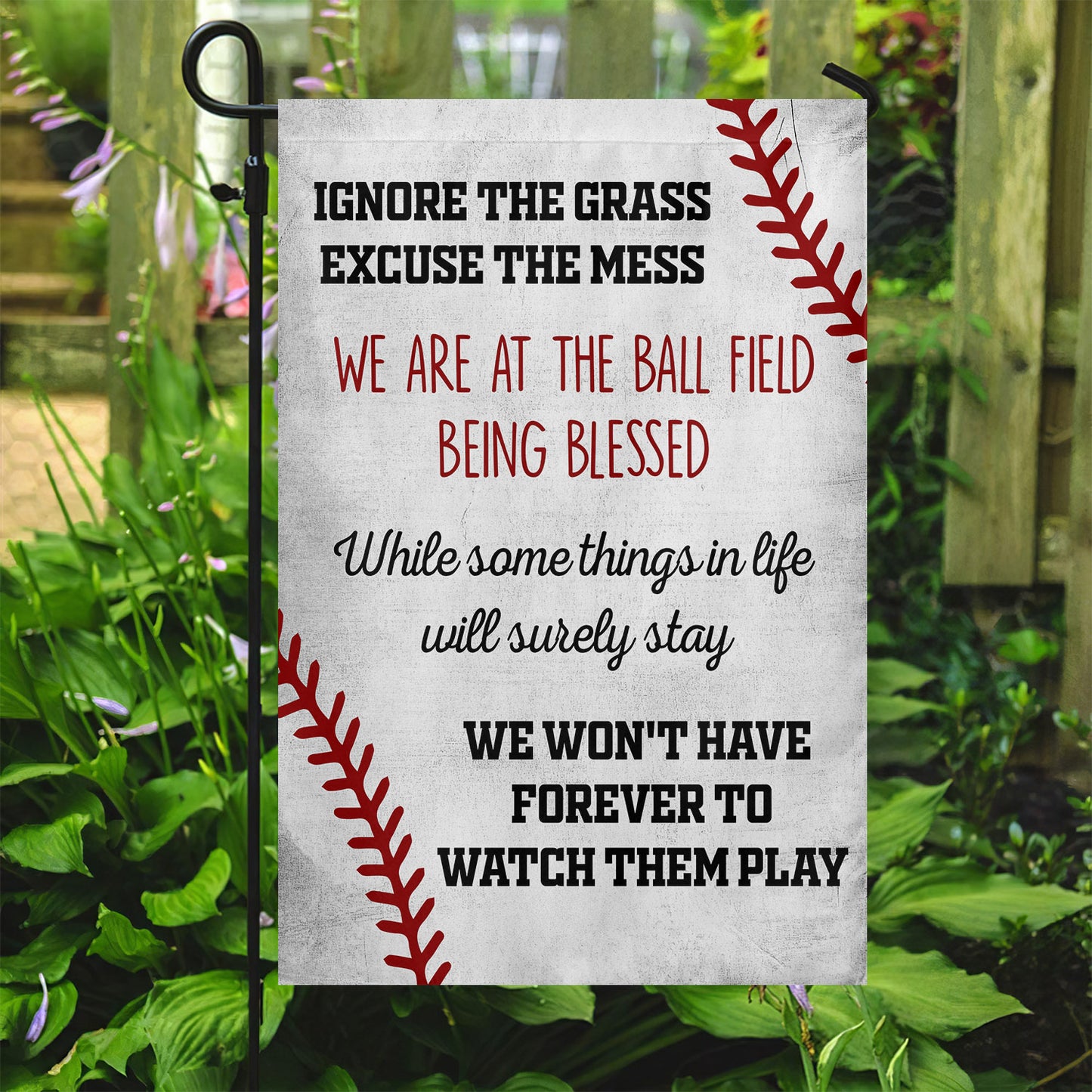 Funny Baseball Garden Flag & House Flag, We Are At The Ball Field, Welcome Baseball Outdoor Decor, Yard Decor Gift For Baseball Lovers