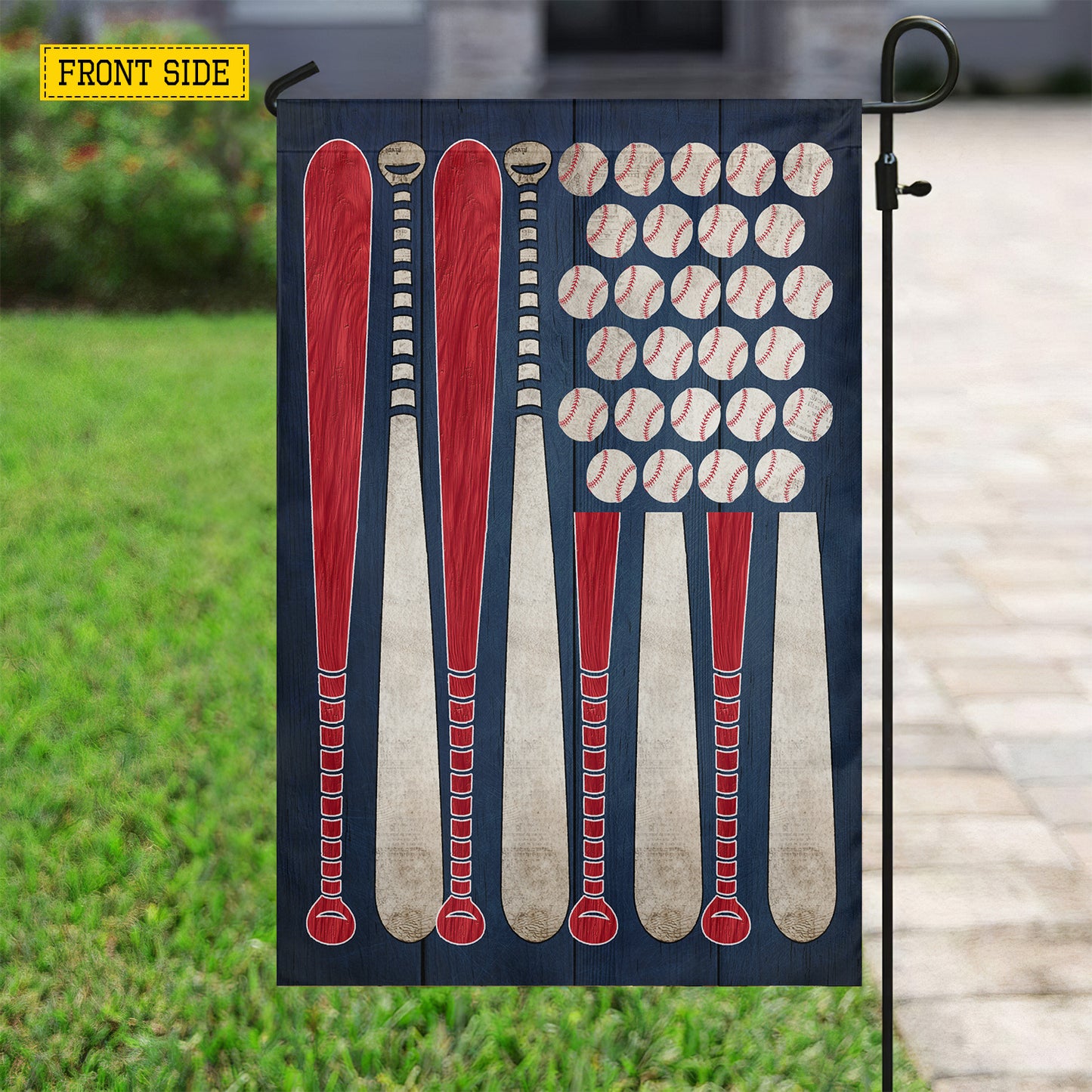 Personalized July 4th Baseball USA Garden Flag & House Flag, Stars, Stripes And Fastballs Outdoor Decor, Independence Day Yard Flag Gift For Baseball Lover