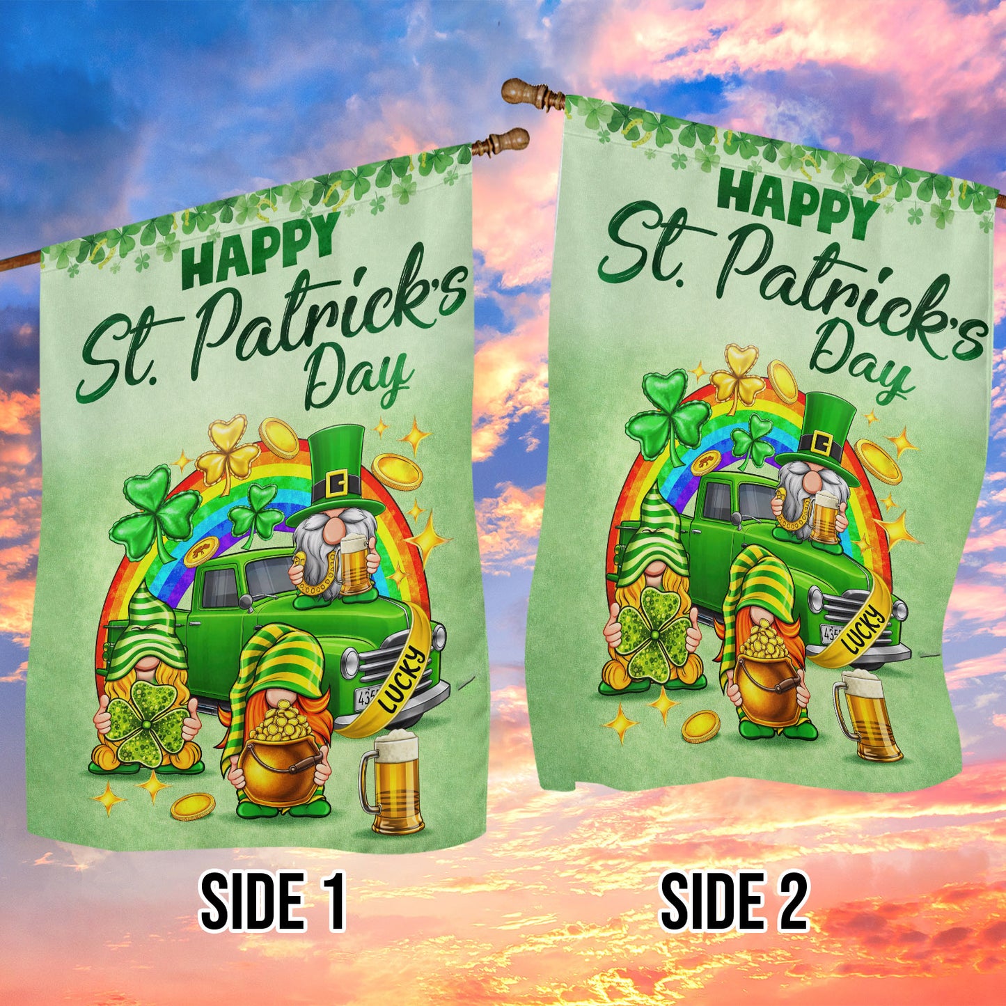 Irish Shamrock Garden Flag & House Flag, Happy St. Patricks Day Outdoor Decor, Patrick's Day Themed Yard Decor Gift For Irish Lovers