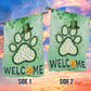 Lucky Shamrock Dog Paw Garden Flag & House Flag, Welcome Irish Outdoor Decor, St Patrick's Day Yard Flag Gift For Dog Lover