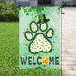 Lucky Shamrock Dog Paw Garden Flag & House Flag, Welcome Irish Outdoor Decor, St Patrick's Day Yard Flag Gift For Dog Lover