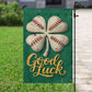 Baseball Four-Leaf Clover Garden Flag & House Flag, Good Luck Outdoor Decor, St Patrick's Day Yard Flag Gift For Baseball Lover