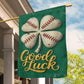 Baseball Four-Leaf Clover Garden Flag & House Flag, Good Luck Outdoor Decor, St Patrick's Day Yard Flag Gift For Baseball Lover