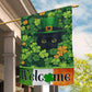 Four-Leaf Clover Cat Garden Flag & House Flag, Welcome Irish Outdoor Decor, St Patrick's Day Yard Flag Gift For Cat Lover