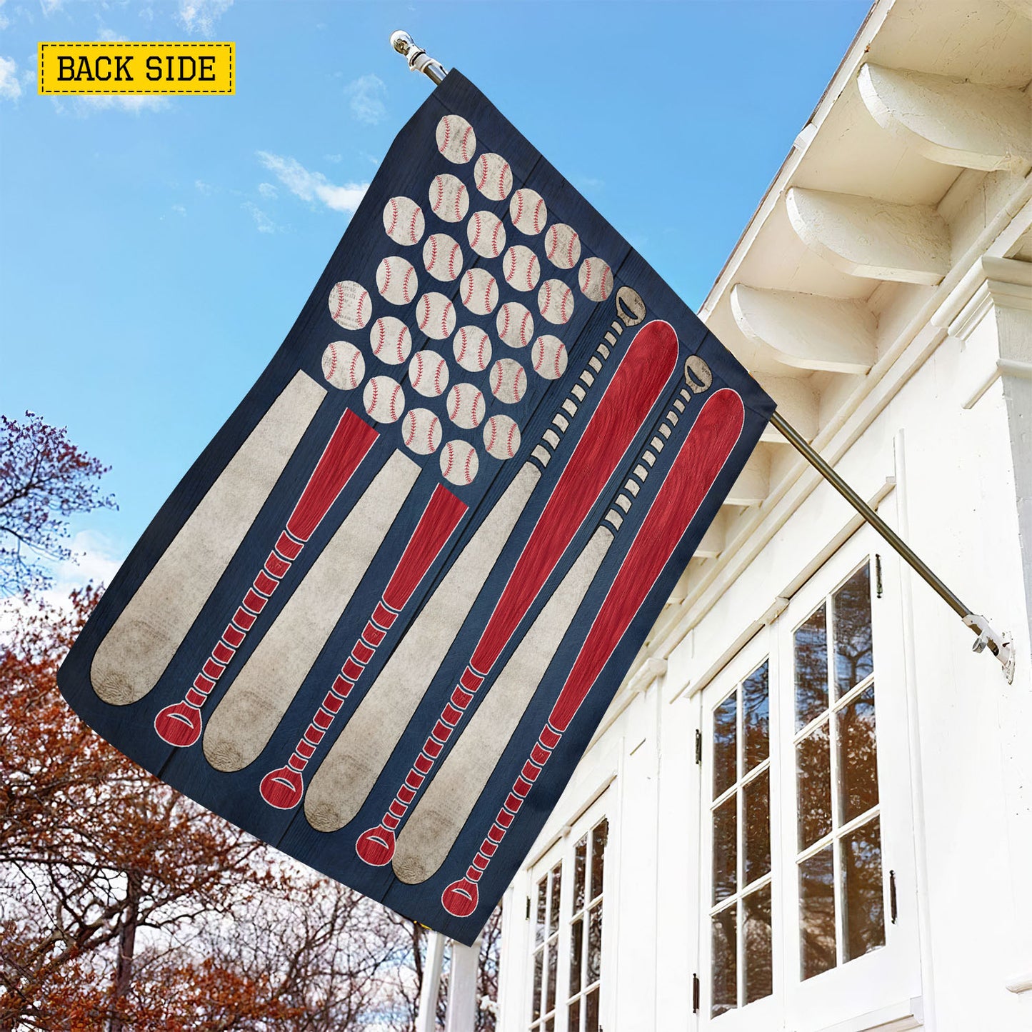 Personalized July 4th Baseball USA Garden Flag & House Flag, Stars, Stripes And Fastballs Outdoor Decor, Independence Day Yard Flag Gift For Baseball Lover