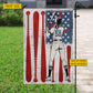 Personalized July 4th Softball Girl USA Garden Flag & House Flag, Swinging For Freedom Outdoor Decor, Independence Day Yard Flag Gift For Softball Lover