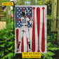 Personalized July 4th Softball Girl USA Garden Flag & House Flag, Swinging For Freedom Outdoor Decor, Independence Day Yard Flag Gift For Softball Lover