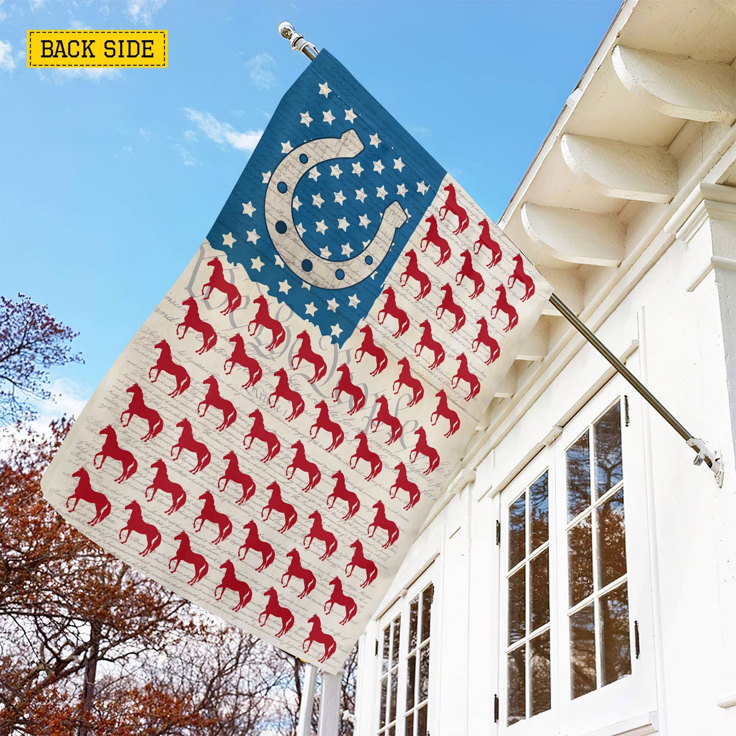 July 4th Horse USA Garden Flag & House Flag, Stars, Stripes And Stallions Outdoor Decor, Independence Day Yard Flag Gift For Horse Lover
