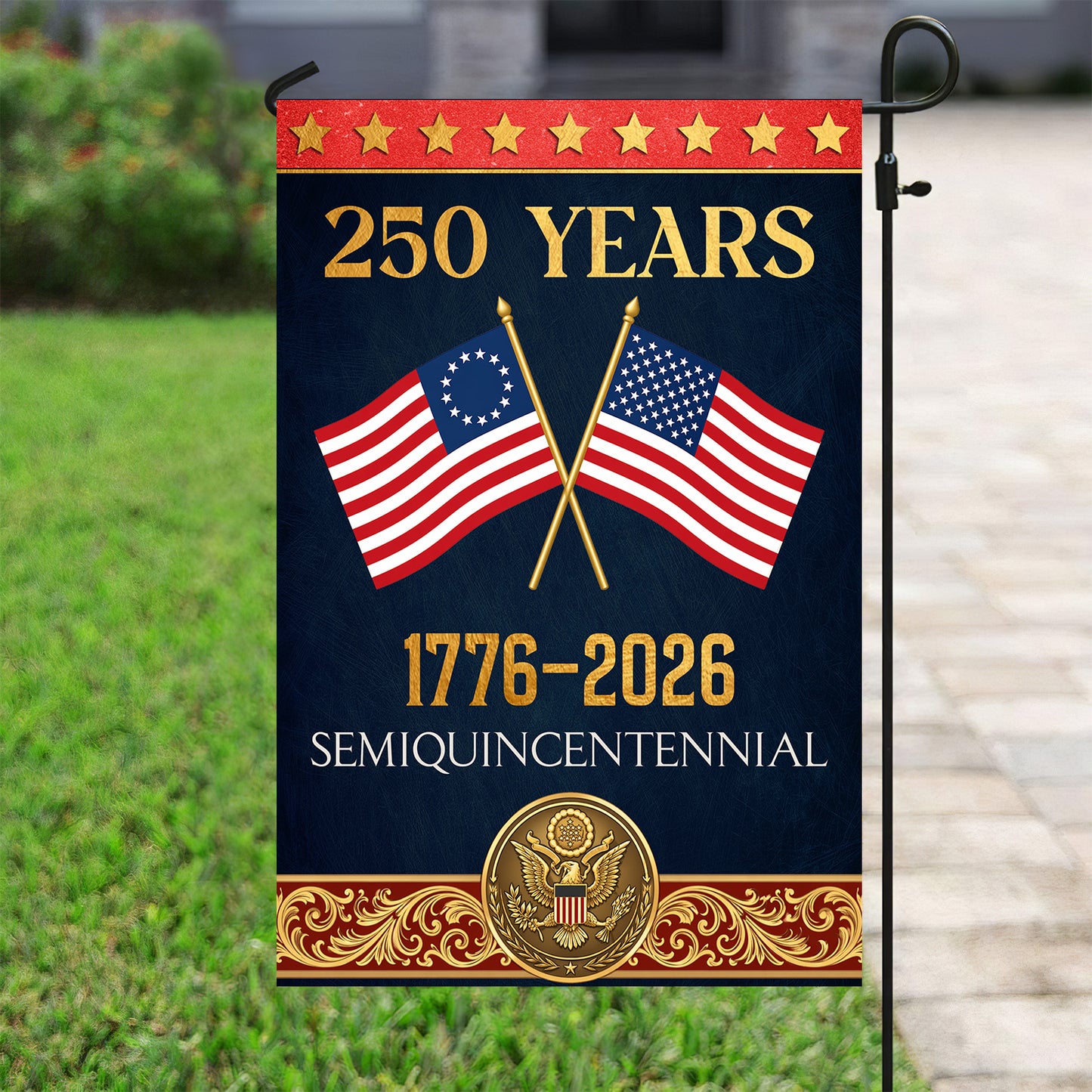 July 4th 250 Anniversary USA Garden Flag & House Flag, 250 Years 1776 - 2026 Semiquincentennial Outdoor Decor, Independence Day Yard Flag Gift For American Patriot