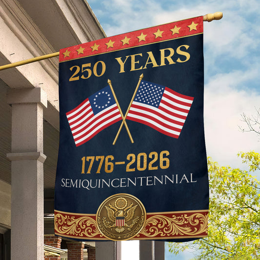 July 4th 250 Anniversary USA Garden Flag & House Flag, 250 Years 1776 - 2026 Semiquincentennial Outdoor Decor, Independence Day Yard Flag Gift For American Patriot
