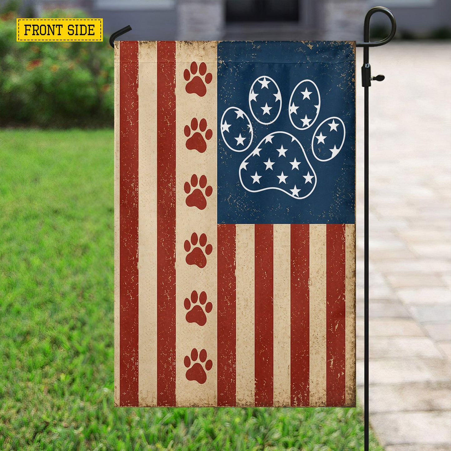 July 4th Dog Paw 250 Anniversary USA Garden Flag & House Flag, Patriotic Dog Paw Outdoor Decor, Independence Day Yard Flag Gift For Dog Lover