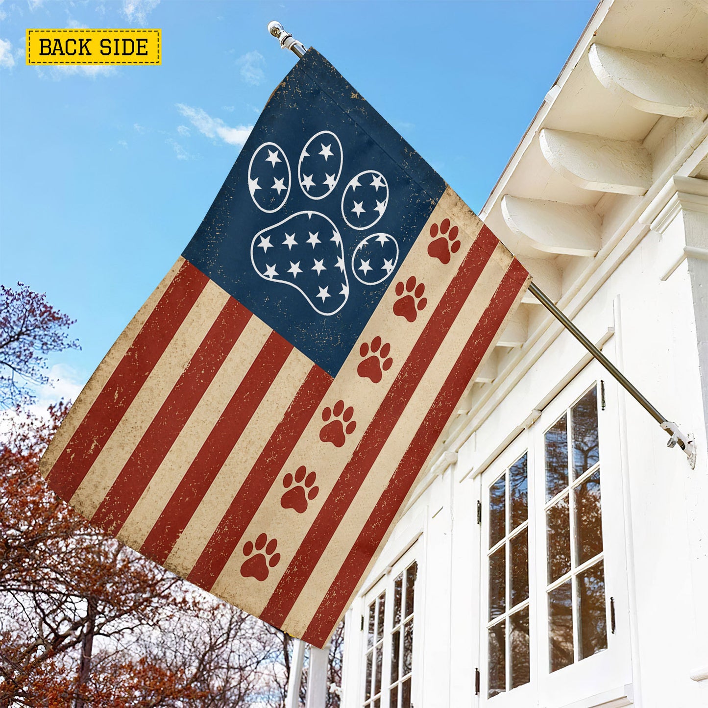 July 4th Dog Paw 250 Anniversary USA Garden Flag & House Flag, Patriotic Dog Paw Outdoor Decor, Independence Day Yard Flag Gift For Dog Lover