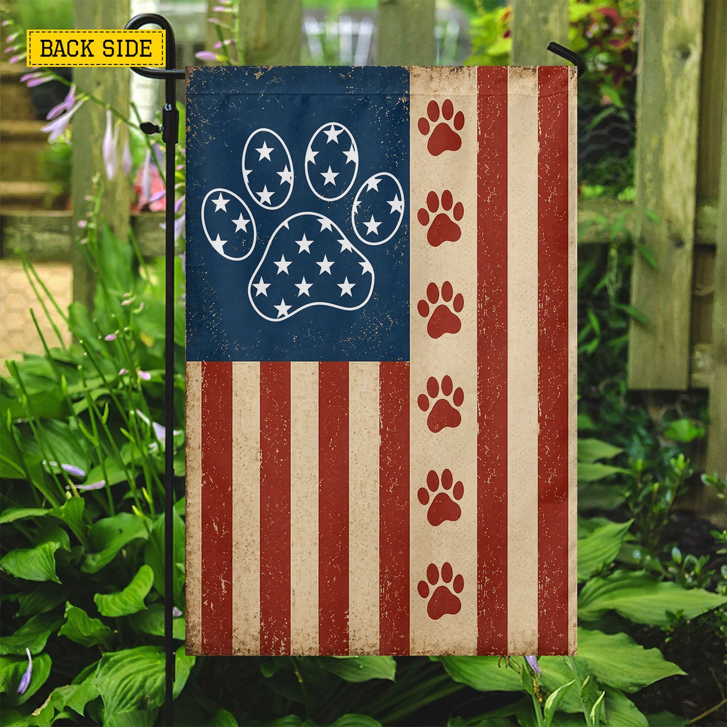 July 4th Dog Paw 250 Anniversary USA Garden Flag & House Flag, Patriotic Dog Paw Outdoor Decor, Independence Day Yard Flag Gift For Dog Lover