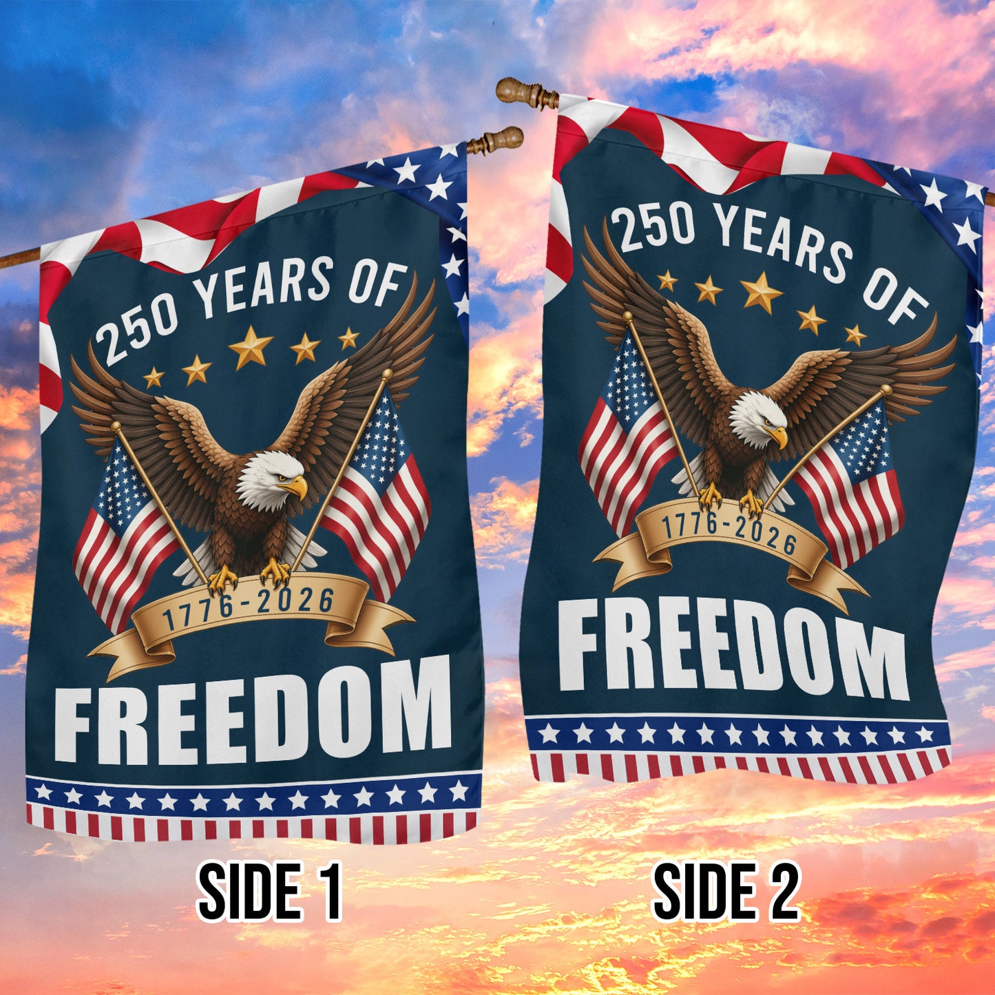 July 4th 250 Anniversary USA Garden Flag & House Flag, 250 Years Of Freedom Outdoor Decor, Independence Day Yard Flag Gift For American Patriot
