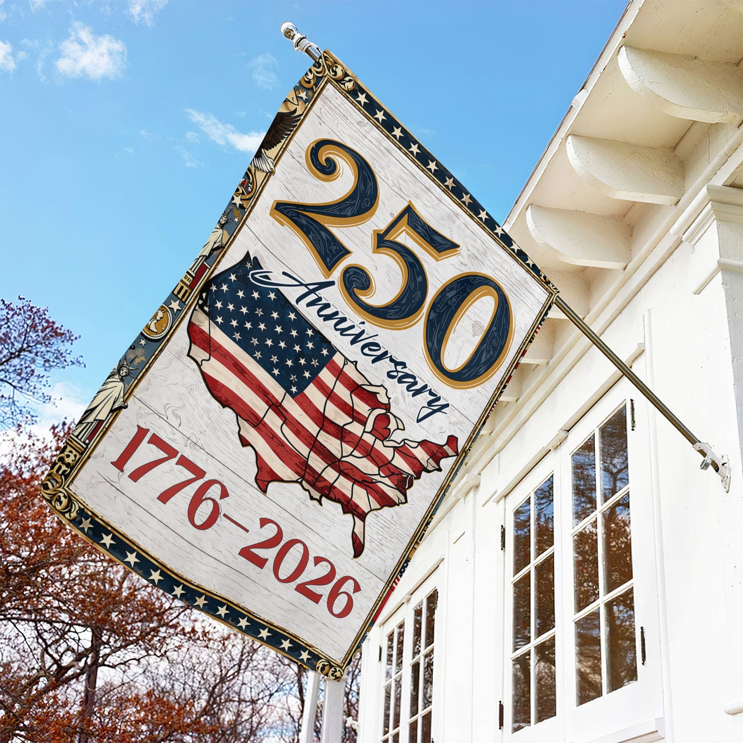 July 4th 250 Anniversary USA Garden Flag & House Flag, 250 Years Of Freedom Outdoor Decor, Independence Day Yard Flag Gift For American Patriot