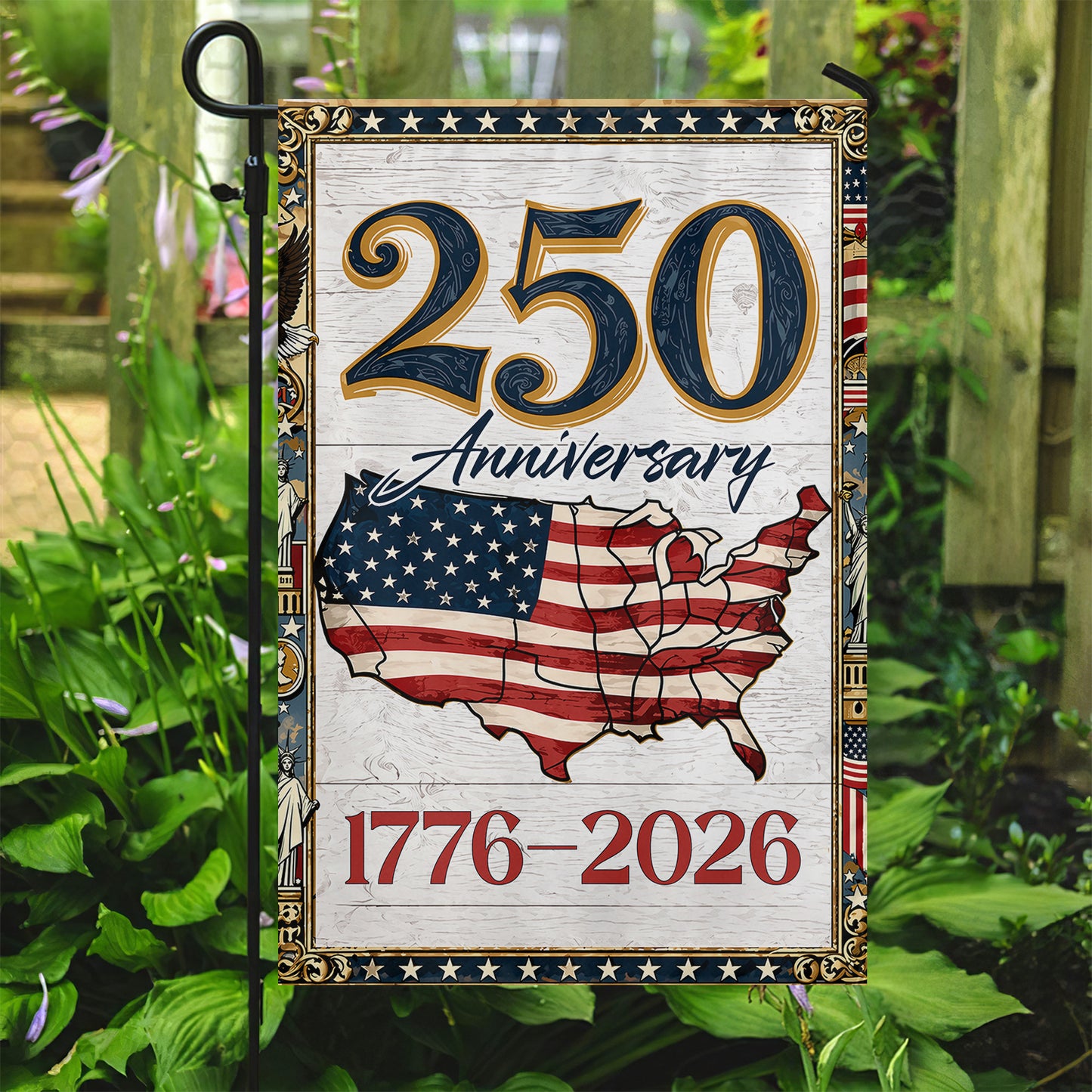 July 4th 250 Anniversary USA Garden Flag & House Flag, 250 Years Of Freedom Outdoor Decor, Independence Day Yard Flag Gift For American Patriot