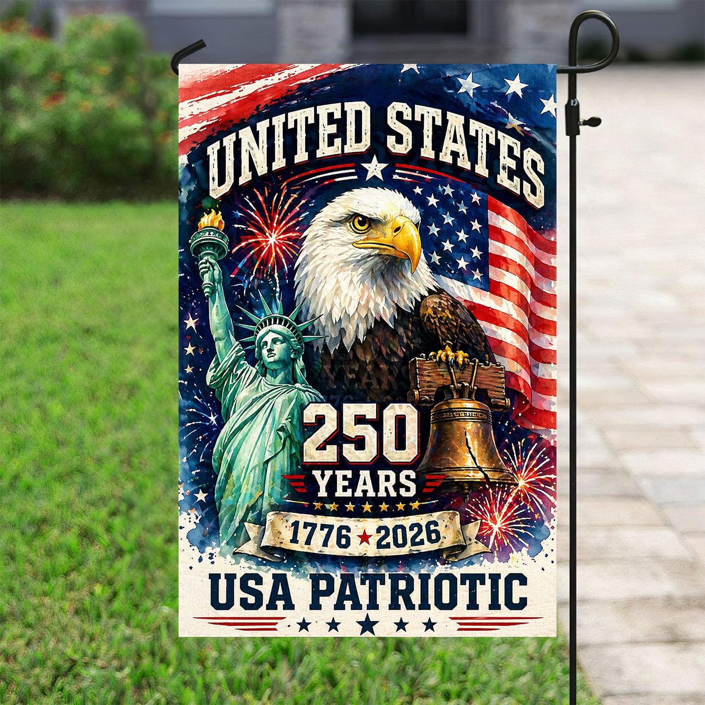 July 4th 250 Anniversary USA Garden Flag & House Flag, United States 250 Years USA Patriotic Outdoor Decor, Independence Day Yard Flag Gift For American Patriot