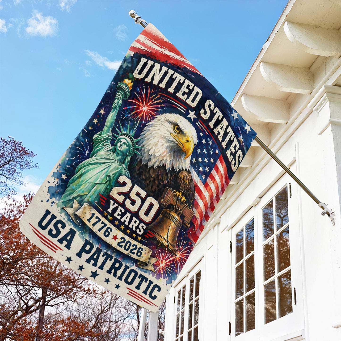 July 4th 250 Anniversary USA Garden Flag & House Flag, United States 250 Years USA Patriotic Outdoor Decor, Independence Day Yard Flag Gift For American Patriot