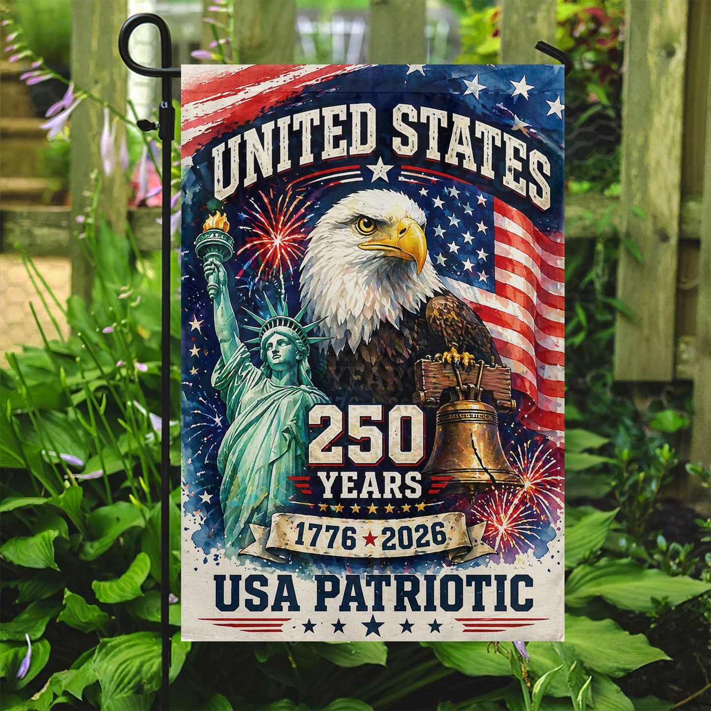 July 4th 250 Anniversary USA Garden Flag & House Flag, United States 250 Years USA Patriotic Outdoor Decor, Independence Day Yard Flag Gift For American Patriot