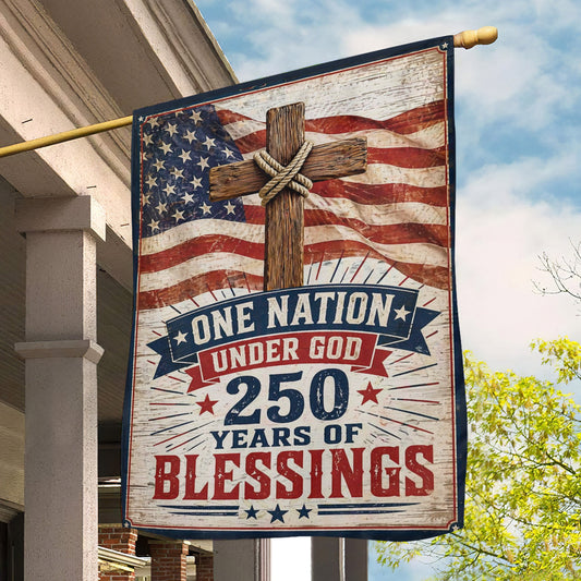 God July 4th 250 Anniversary USA Garden Flag & House Flag, One Nation Under God Outdoor Decor, Independence Day Yard Flag Gift For Christian