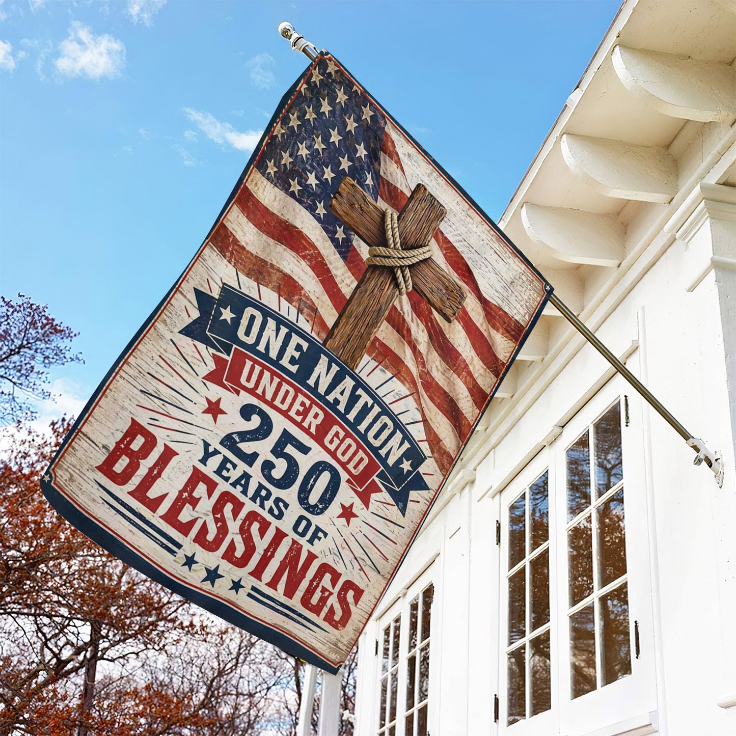 God July 4th 250 Anniversary USA Garden Flag & House Flag, One Nation Under God Outdoor Decor, Independence Day Yard Flag Gift For Christian